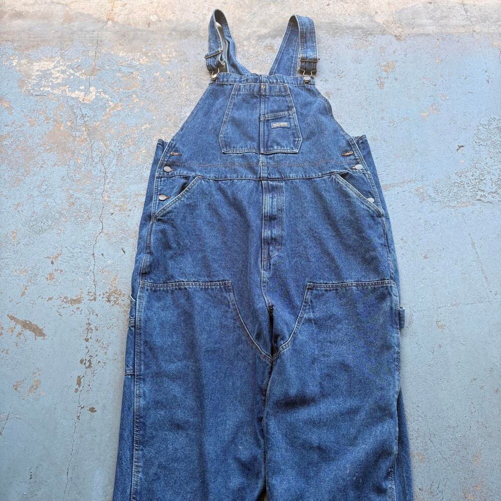 bass creek outfitters double knee bib denim overalls